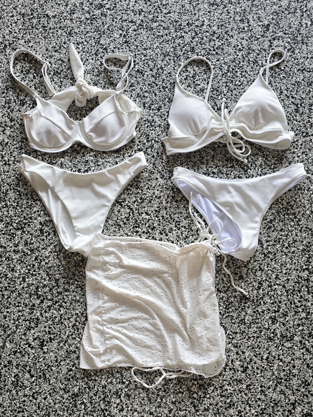 White Women's Bikini Set with Tie-Front Top and Skirt Cover-Up